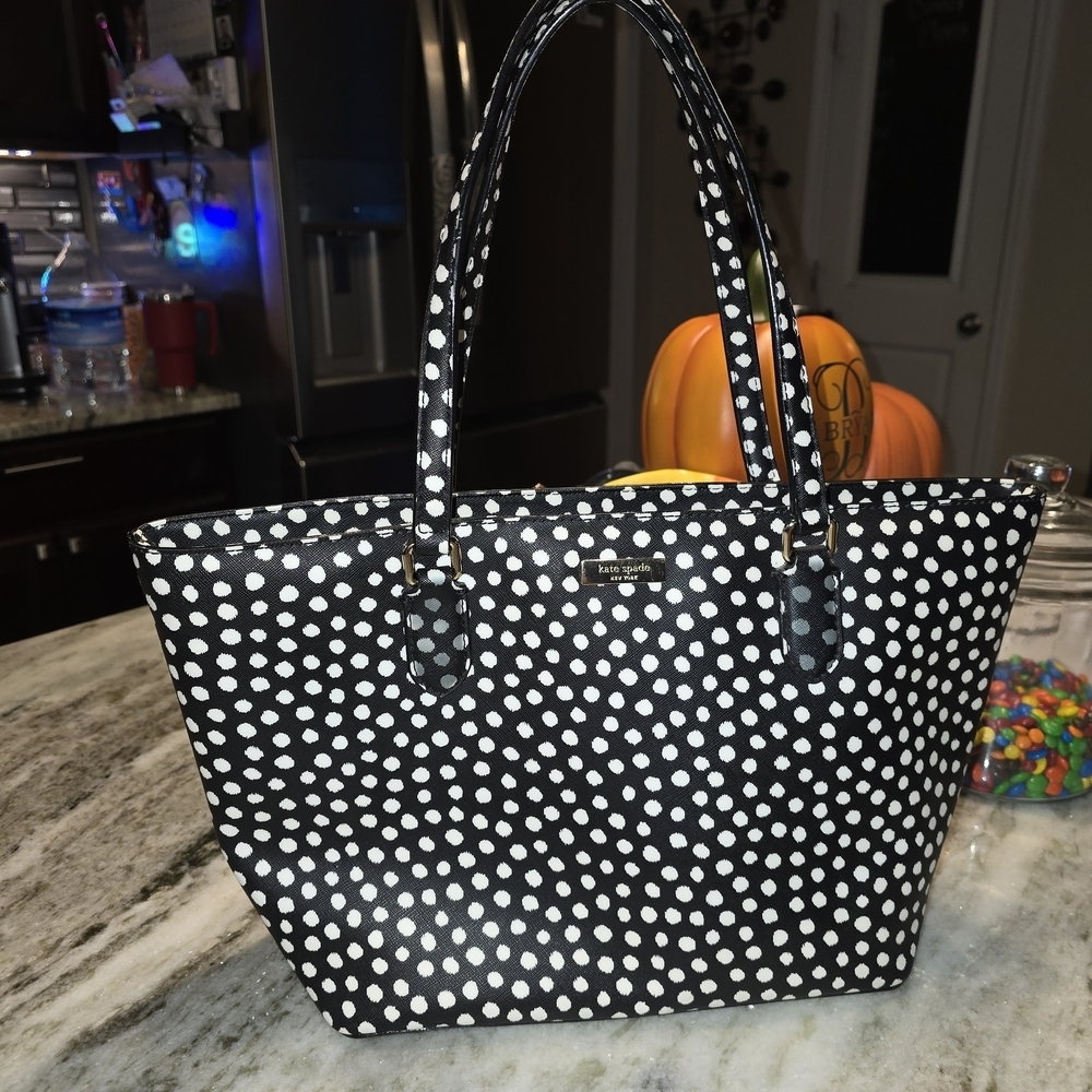 Kate Spade Black and White Polka Dot Tote Bag